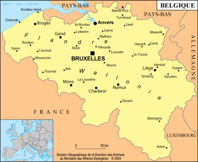 Une carte de Belgique